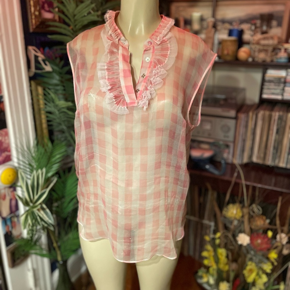 Pink Checkered Sleeveless Top